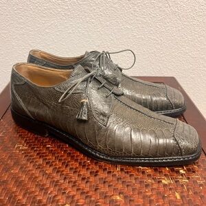 R. Martegani Boutique Line Green/Gray Alligator Lace Up Shoes Size 10